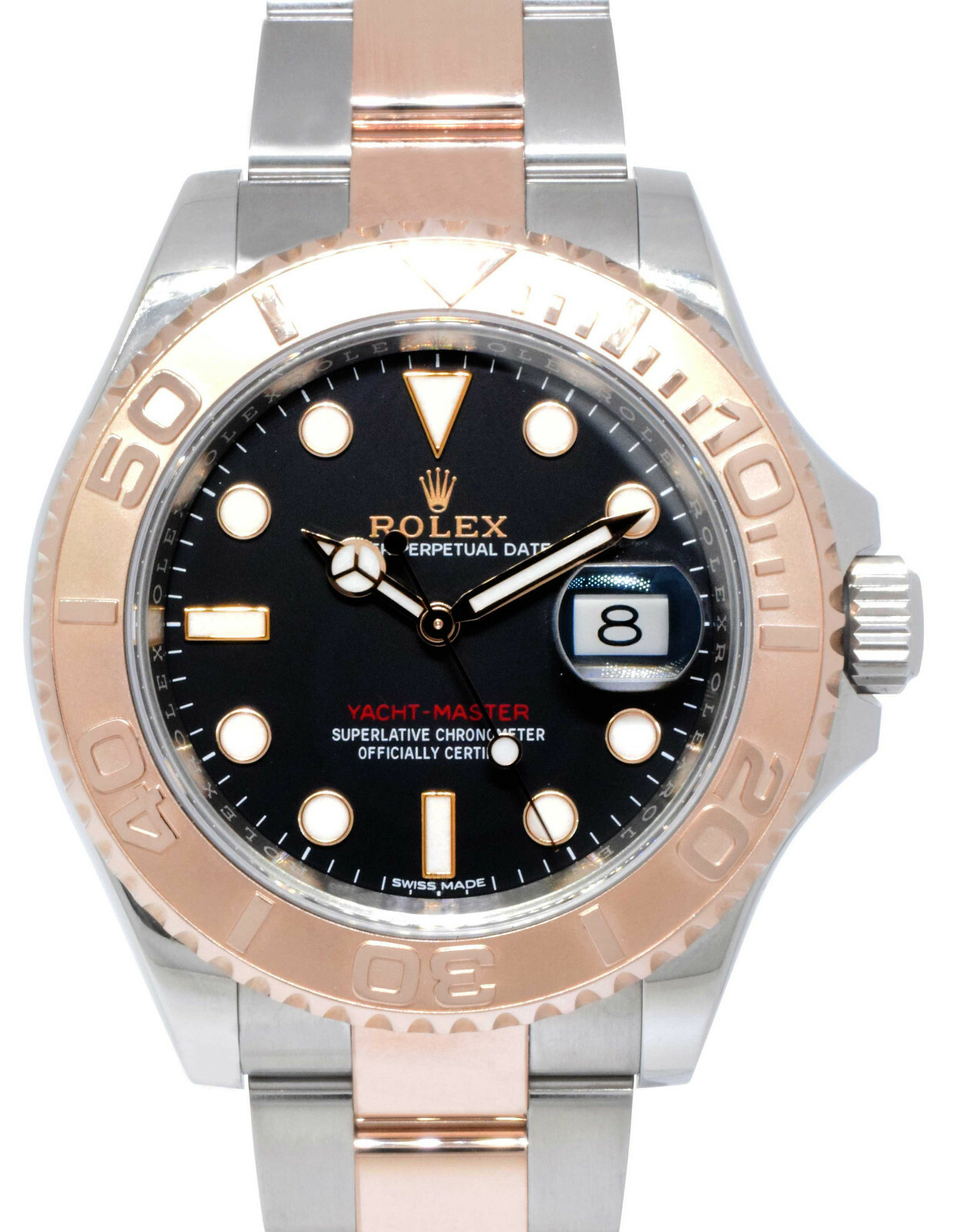 Rolex Yacht-Master 18k Rose Gold/Steel Black Dial Mens 40mm Watch  116621
