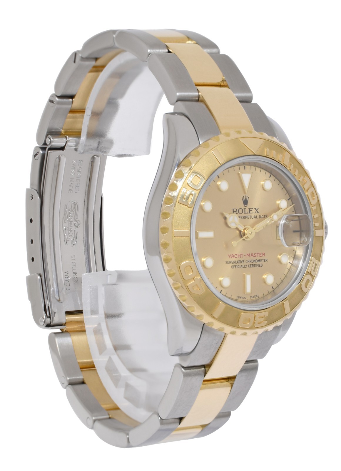 Rolex Yacht-Master 18k Yellow Gold/Steel Champagne 29mm Watch +Card D 169623