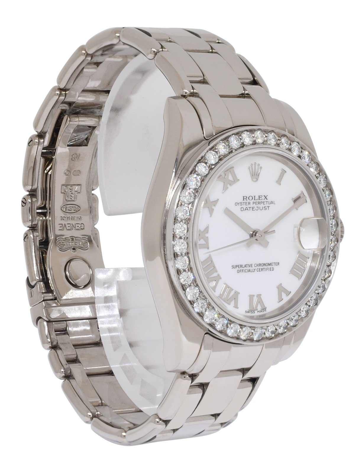 Rolex Datejust Pearlmaster 18k White Gold & Diamond Bezel 34mm Watch P 81209