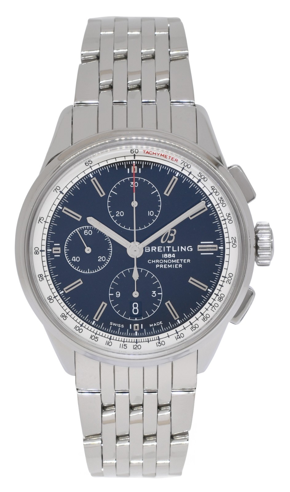 Breitling Premier Chronograph Steel Black Dial Mens 42mm Watch B/P A13315