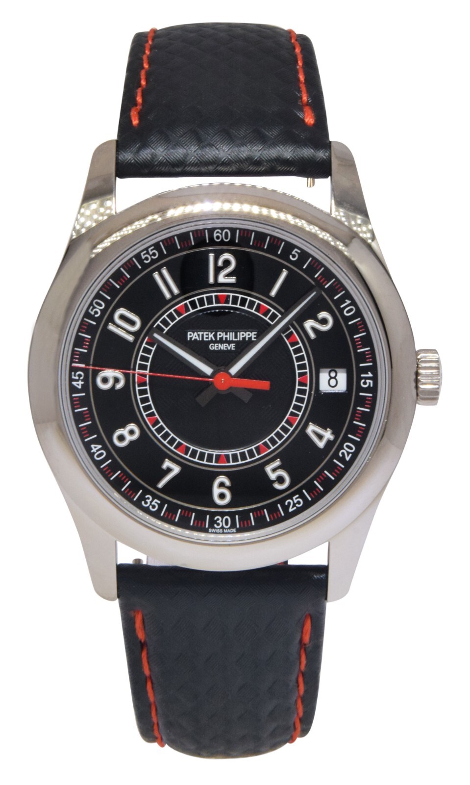 Patek Philippe Calatrava 6007 18k White Gold Red Accents 40mm Watch BP 6007G-010