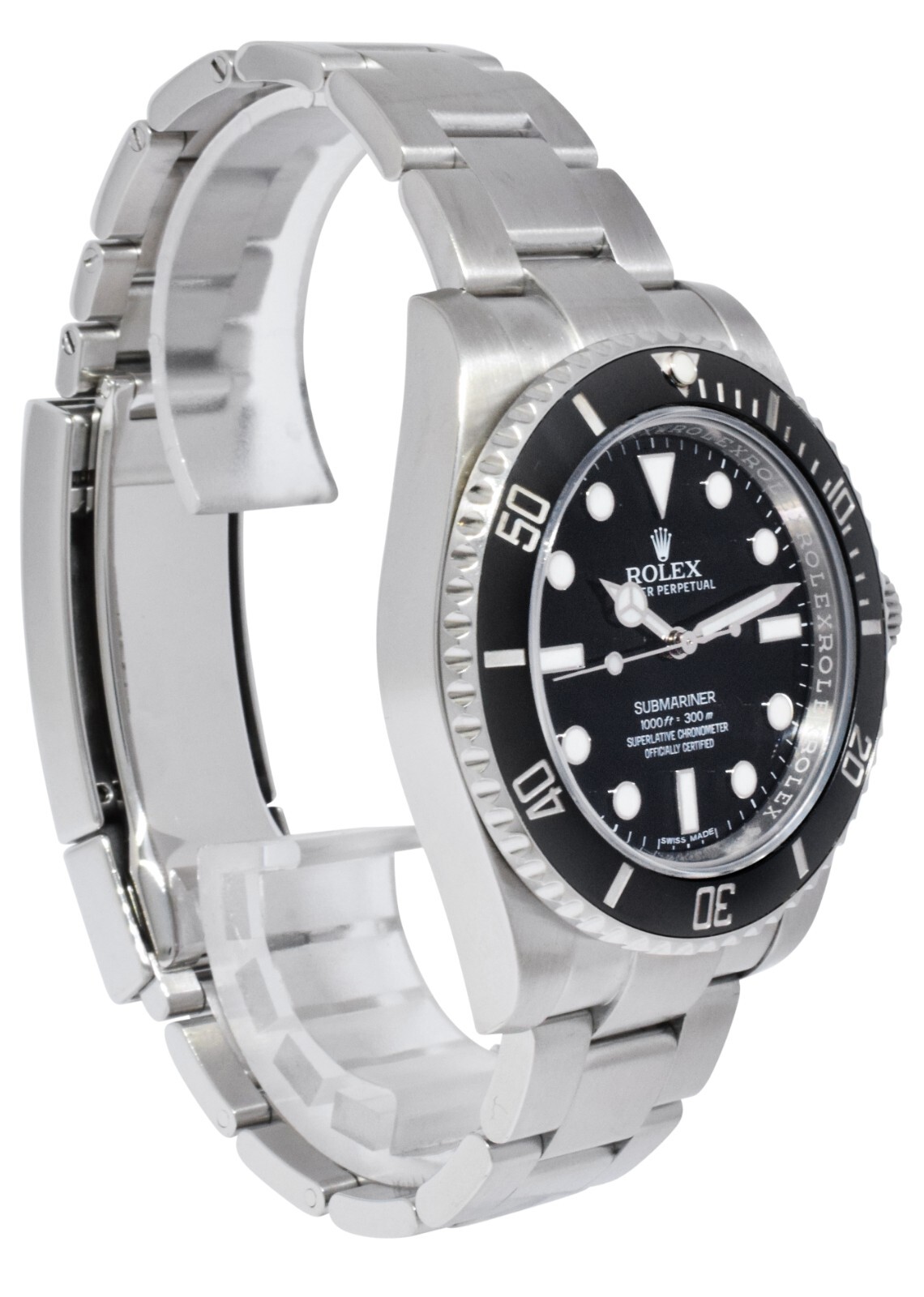 Rolex Submariner No Date Steel Black Ceramic Mens 40mm Watch 12'+ 114060