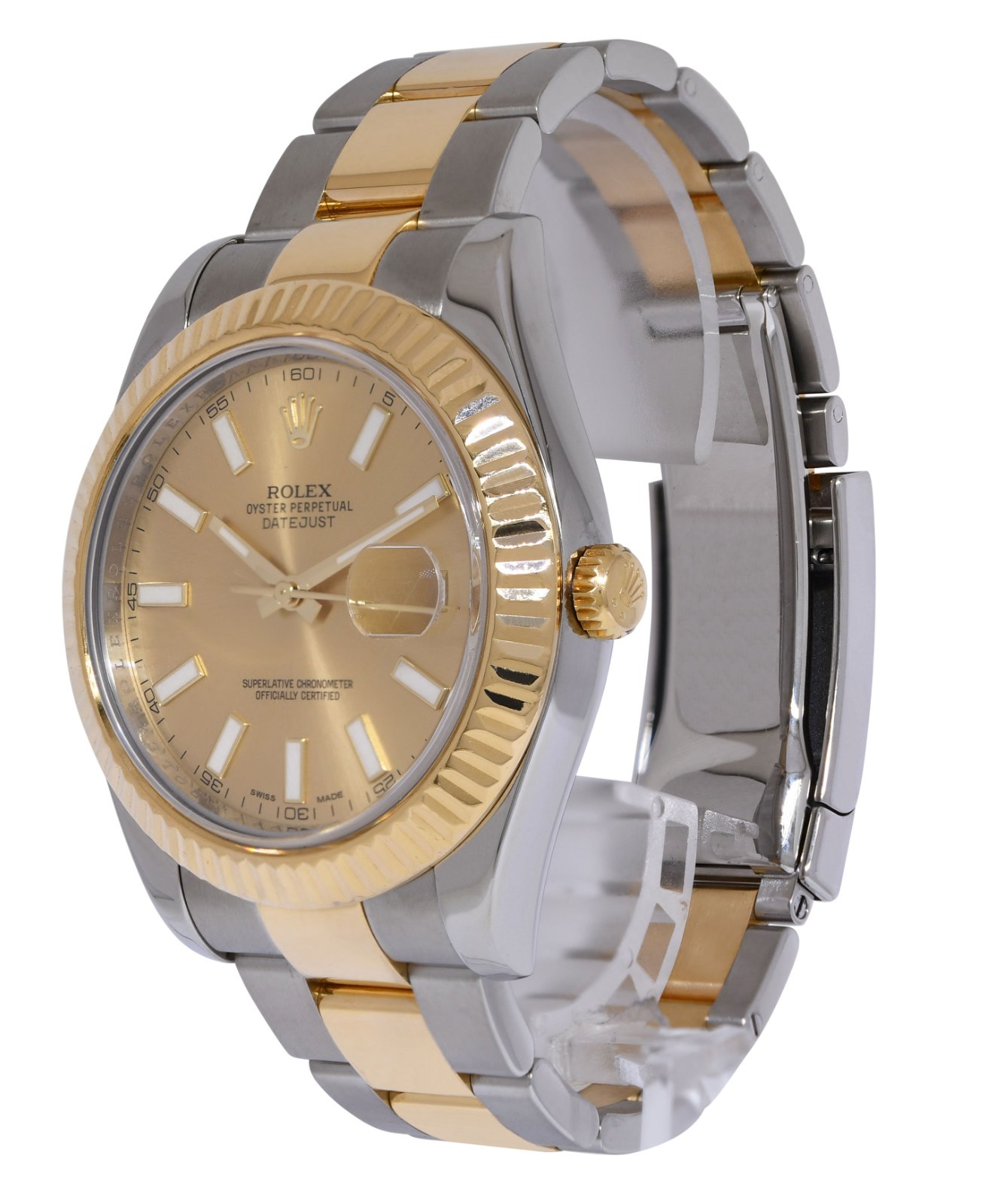 Rolex Datejust II 18k Yellow Gold/Steel Champagne Dial Mens 41mm Watch 116333