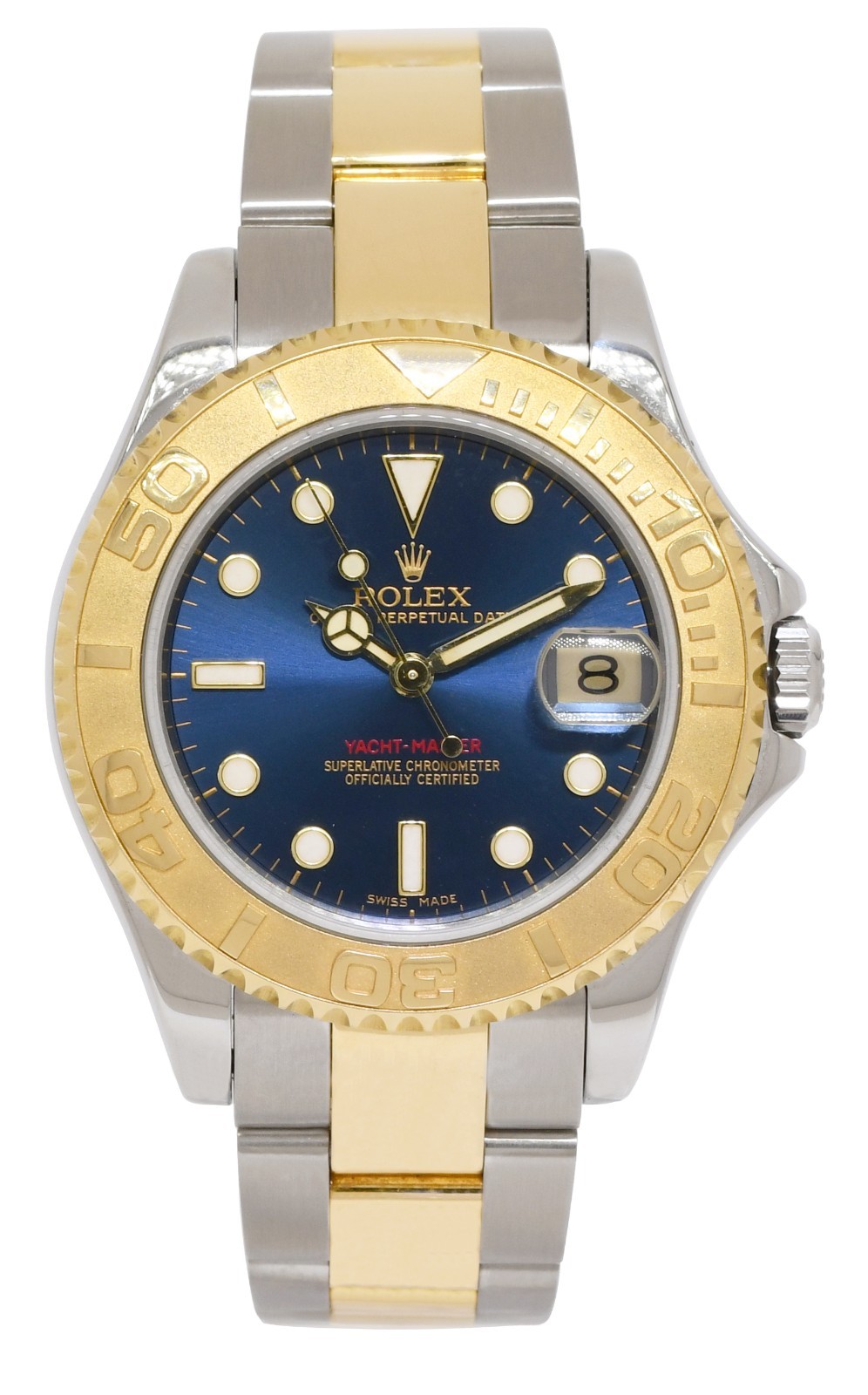 Rolex Yacht-Master 18k Yellow Gold/Steel Blue Dial Ladies 35mm Watch U 68623