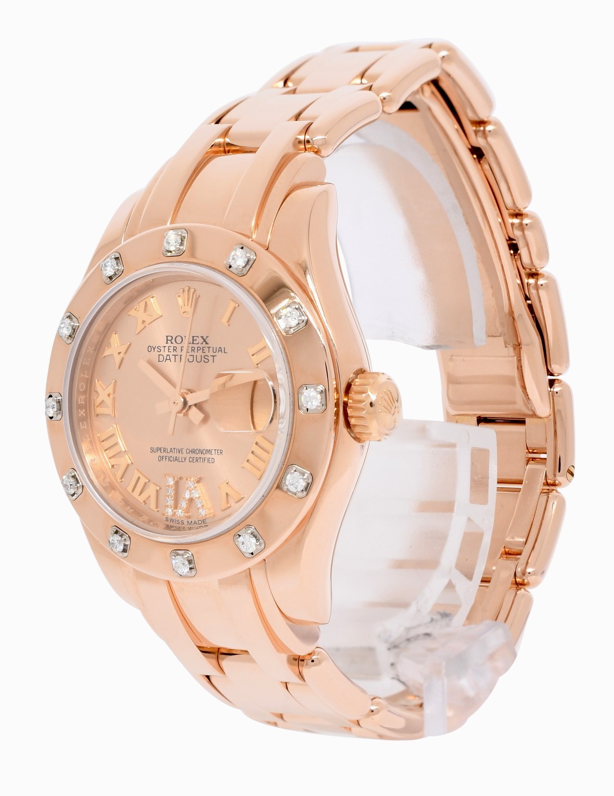 Rolex Pearlmaster 18k Rose Gold Pink Diamond Ladies 29mm Watch +Papers '17 80315