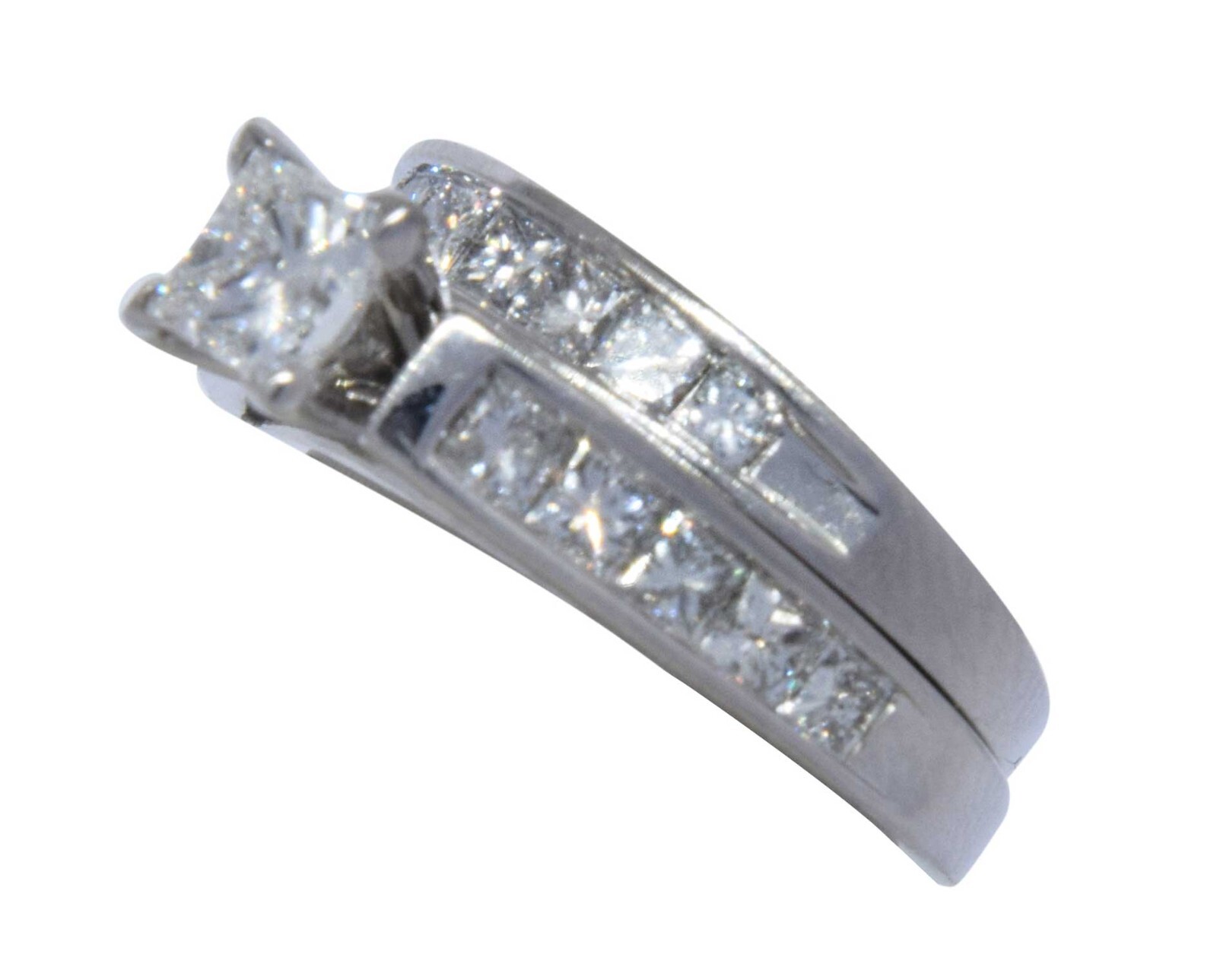 Diamond Ring Bridal Set (2) 1.35 TCW 18k White Gold Size: 4.25