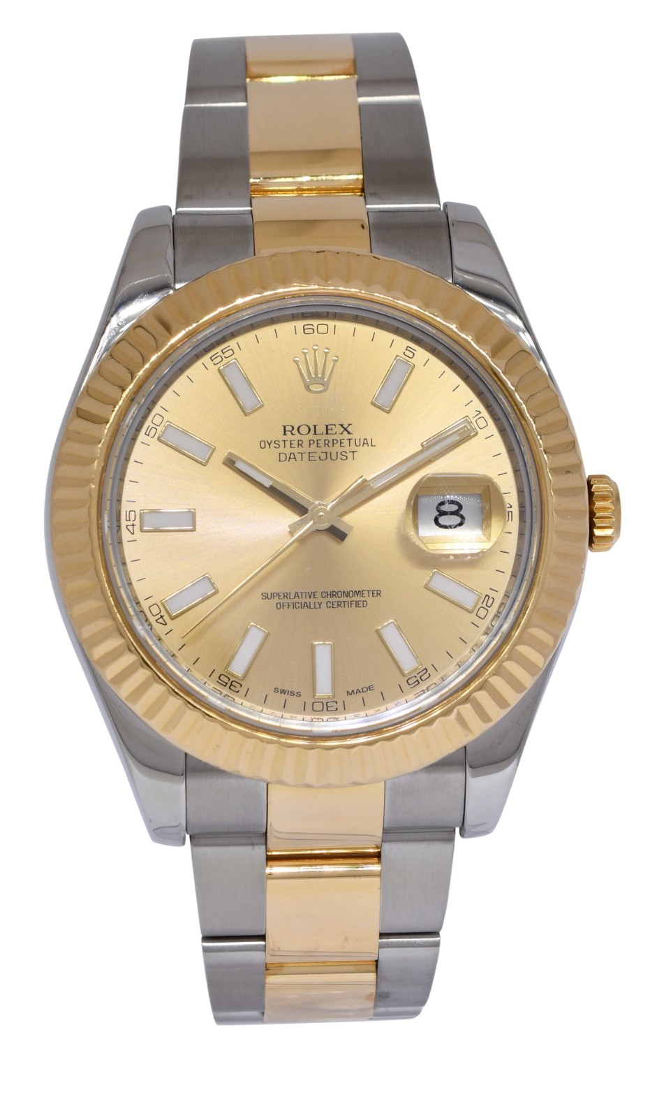 Rolex Datejust II 18k Yellow Gold/Steel Champagne Dial Mens 41mm Watch 116333