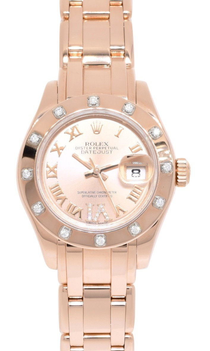 Rolex Pearlmaster 18k Rose Gold Pink Diamond Ladies 29mm Watch +Papers '17 80315