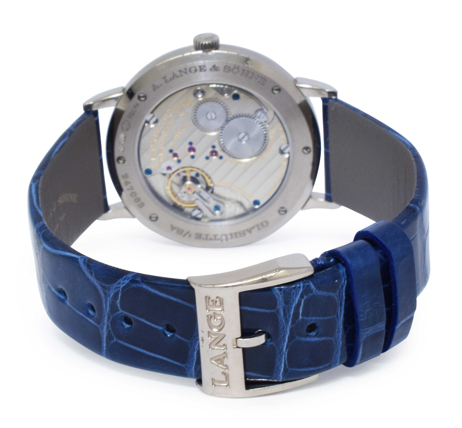 A. Lange & Sohne Saxonia Thin 18k White Gold Copper Blue Manual Watch 205.086
