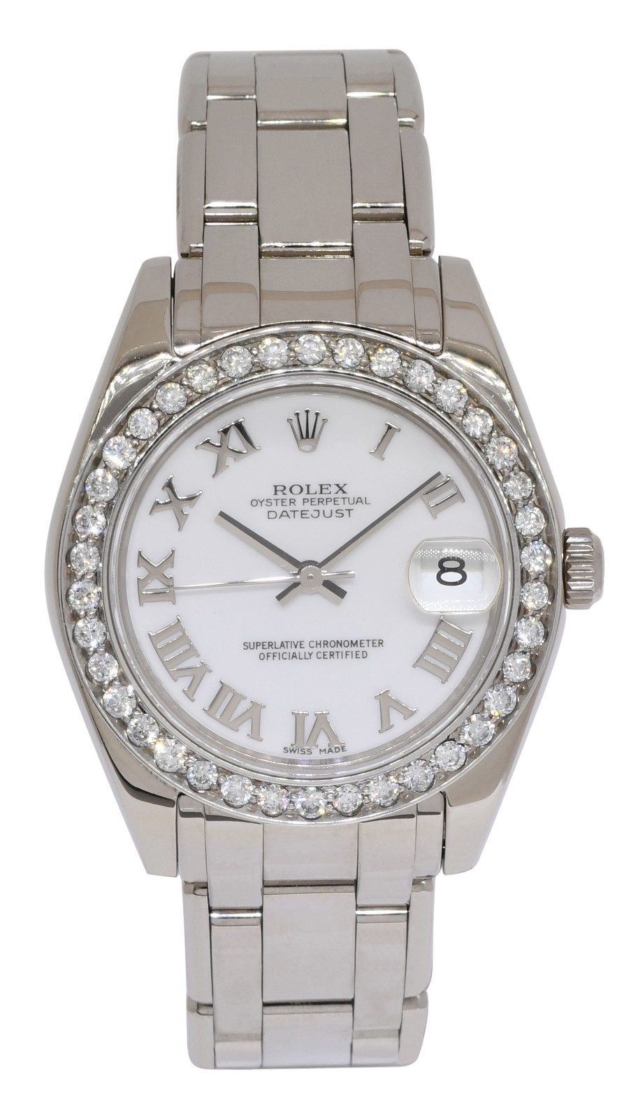 Rolex Datejust Pearlmaster 18k White Gold & Diamond Bezel 34mm Watch P 81209