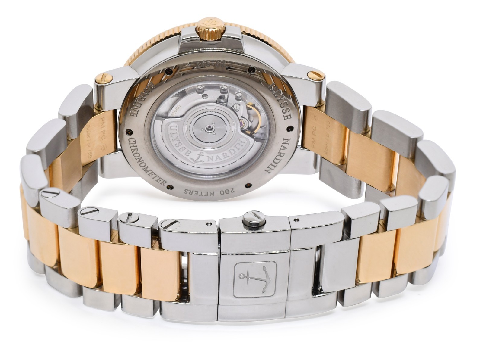 Ulysse Nardin Marine 18k Rose Gold/Steel Brown Dial Mens 43mm Watch 265-67