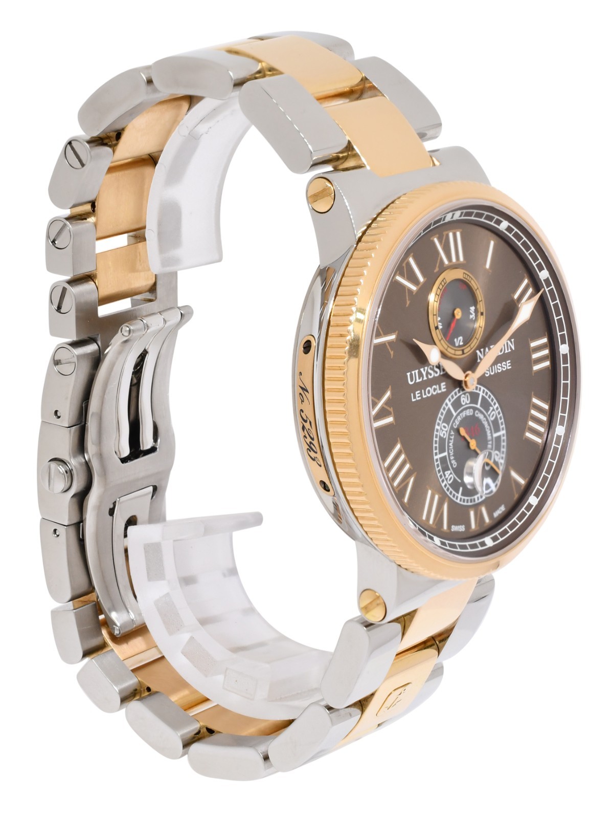 Ulysse Nardin Marine 18k Rose Gold/Steel Brown Dial Mens 43mm Watch 265-67
