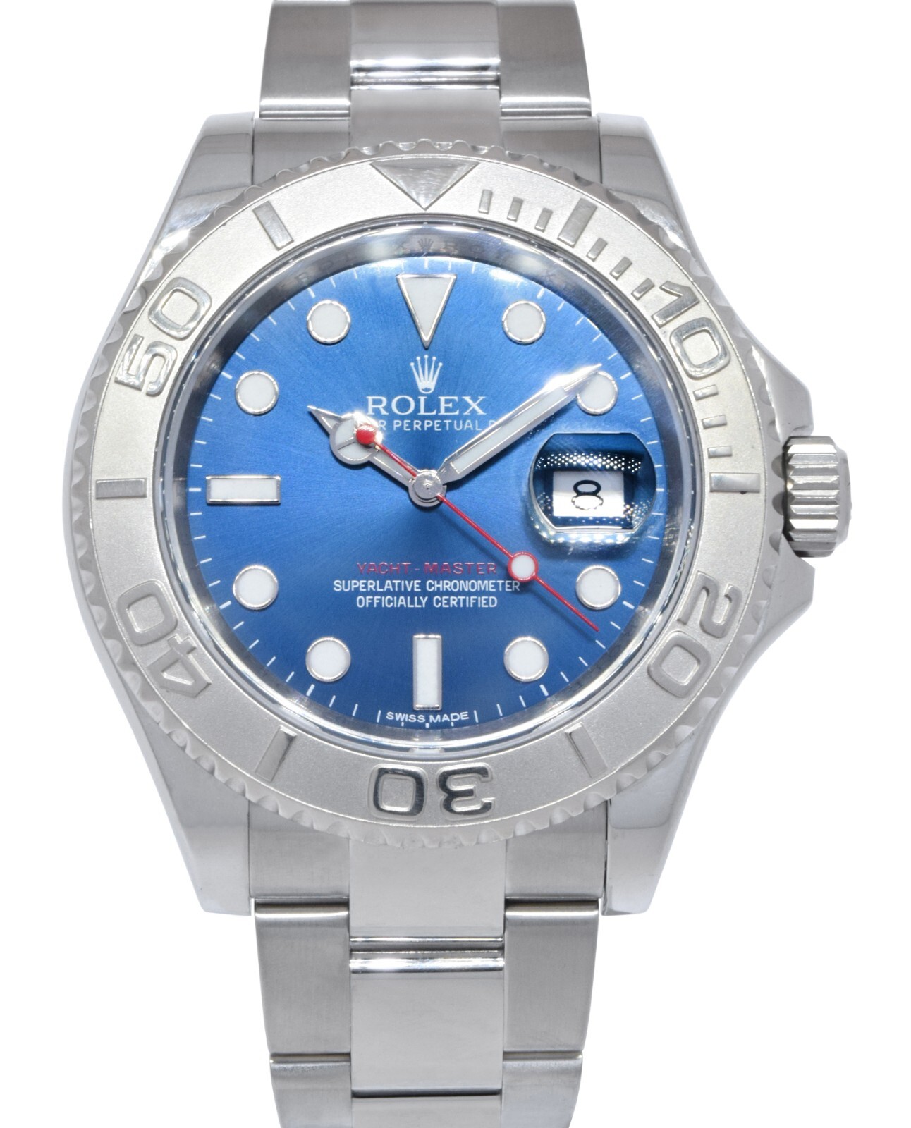 Rolex Yacht-Master Steel & Platinum Bezel Blue Dial Mens 40mm Watch 116622