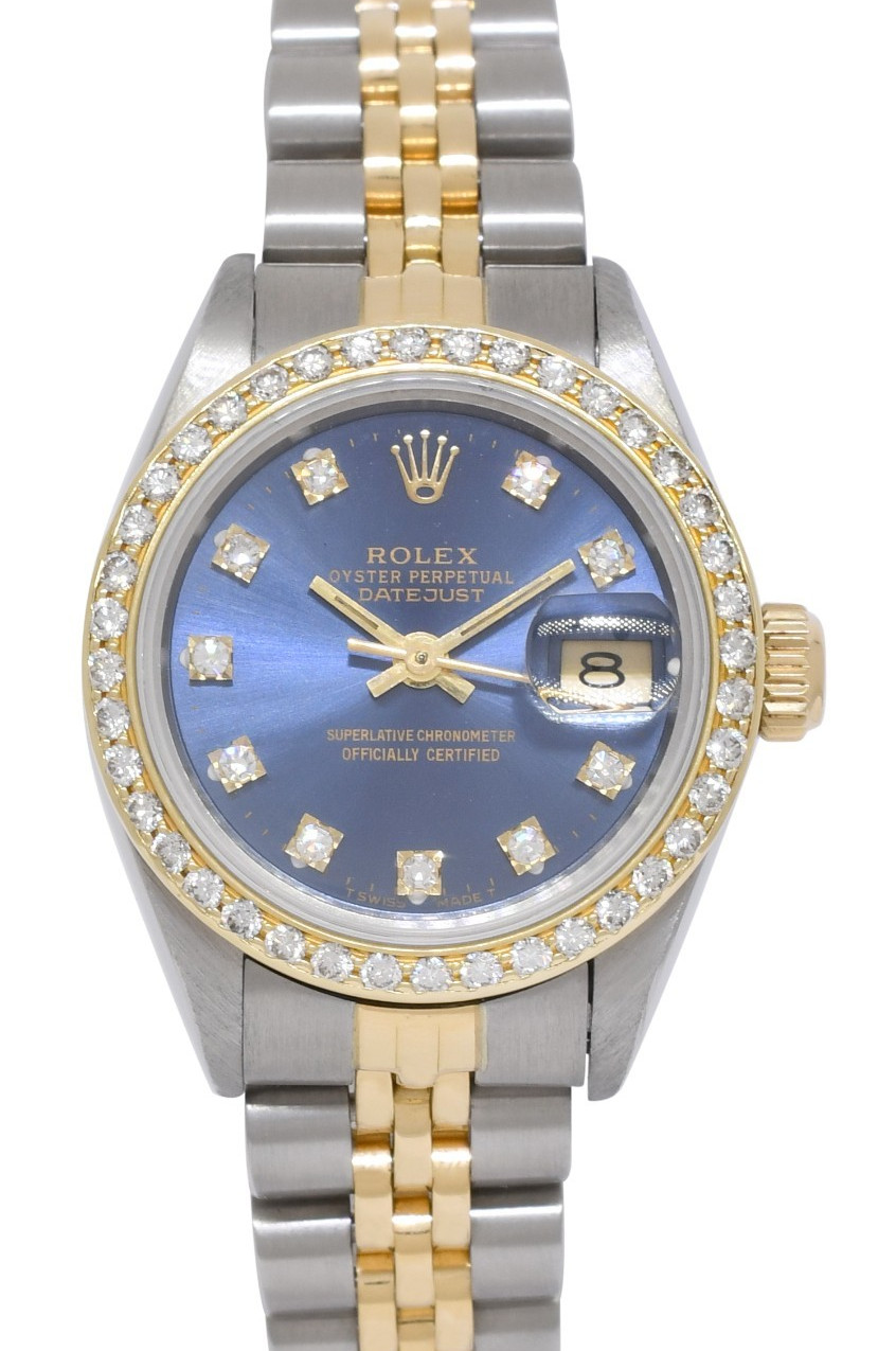 Rolex Datejust 18k Yellow Gold/Steel Blue Diamond Dial/Bezel  26mm Watch L 69173
