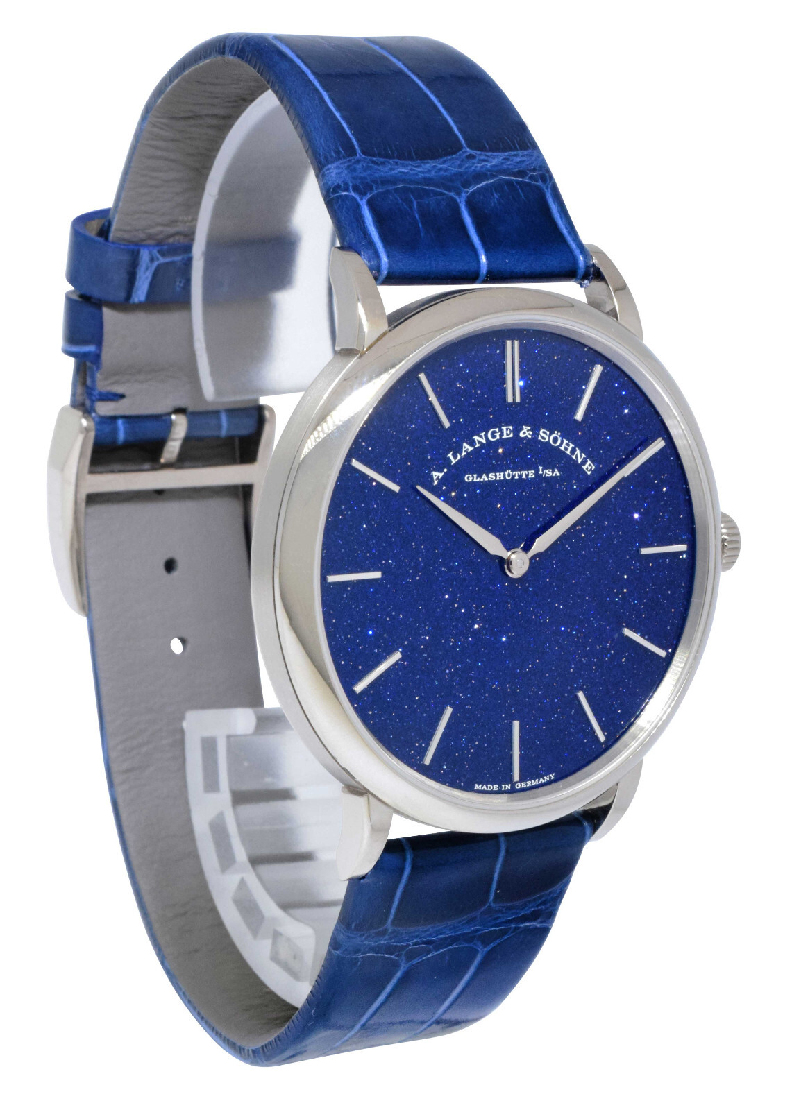 A. Lange & Sohne Saxonia Thin 18k White Gold Copper Blue Manual Watch 205.086
