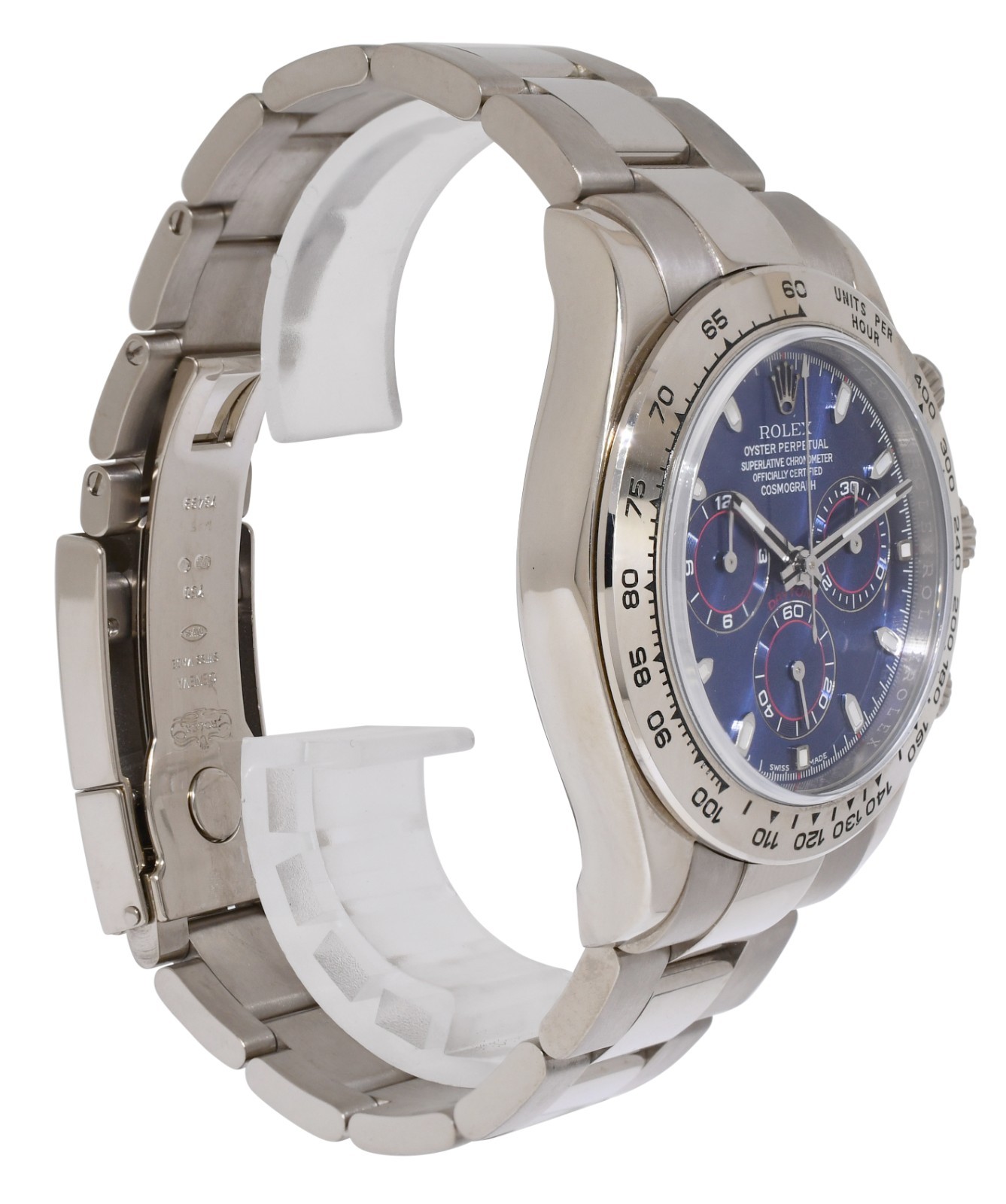 Rolex Daytona Chronograph 18k White Gold Custom Blue Dial 40mm Watch D 116509