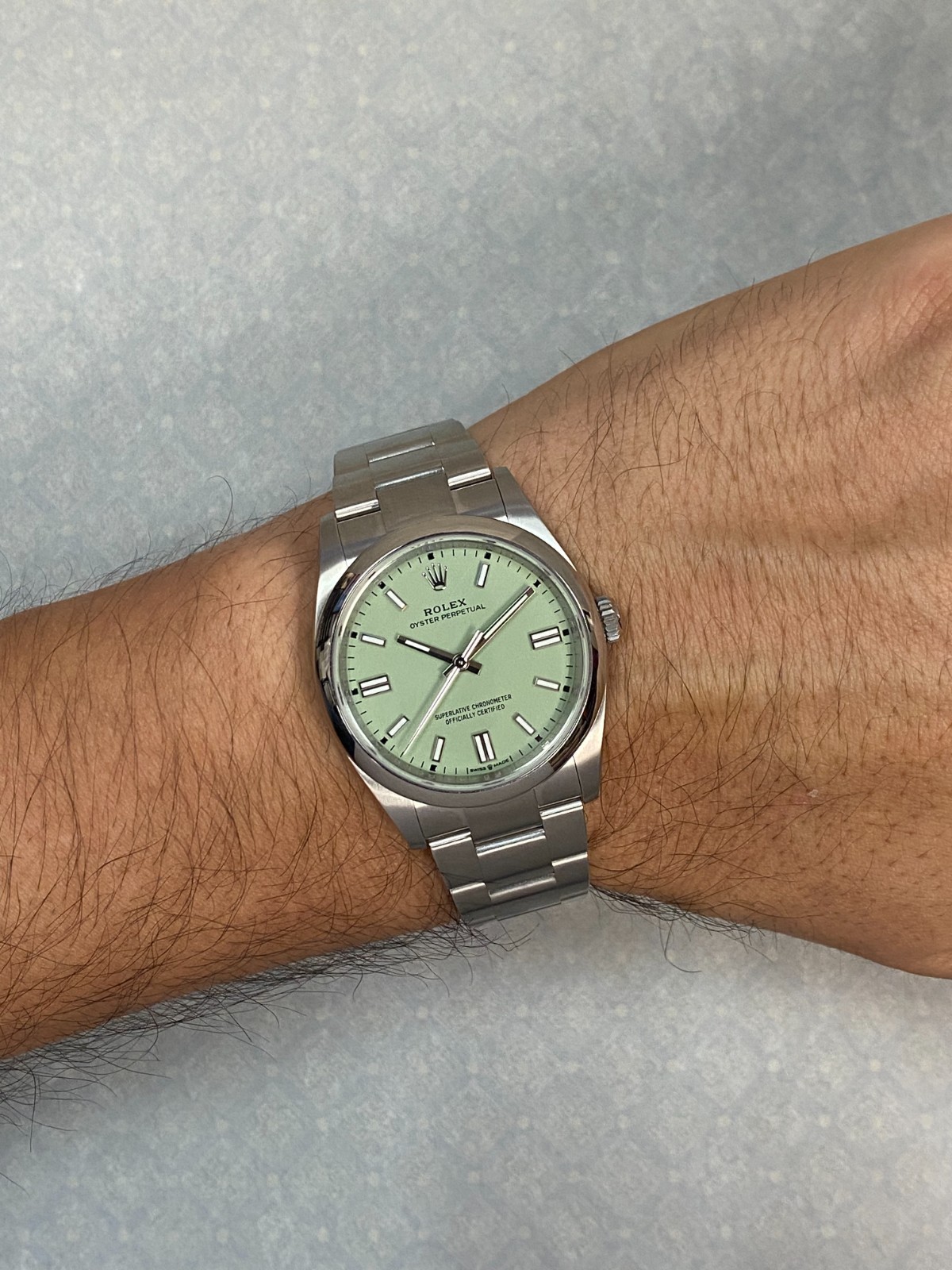 NOS Rolex Oyster Perpetual 36 Steel Pistachio Dial Watch B/P '25 126000