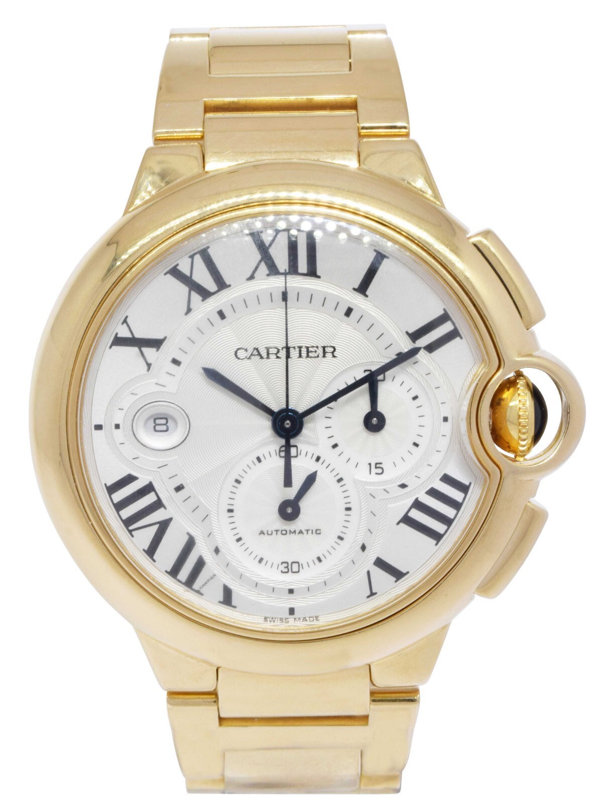 Cartier Ballon Bleu XL 44mm Chronograph 18k Yellow Gold Mens Watch W6920008 3106