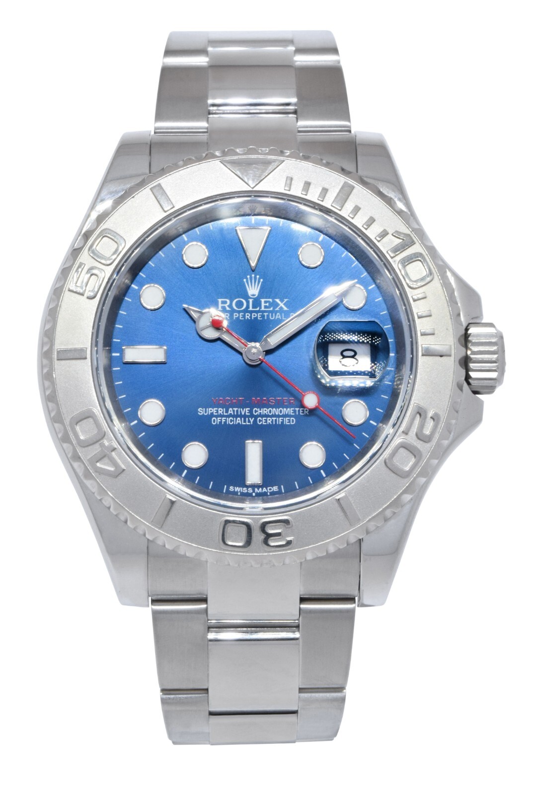 Rolex Yacht-Master Steel & Platinum Bezel Blue Dial Mens 40mm Watch 116622