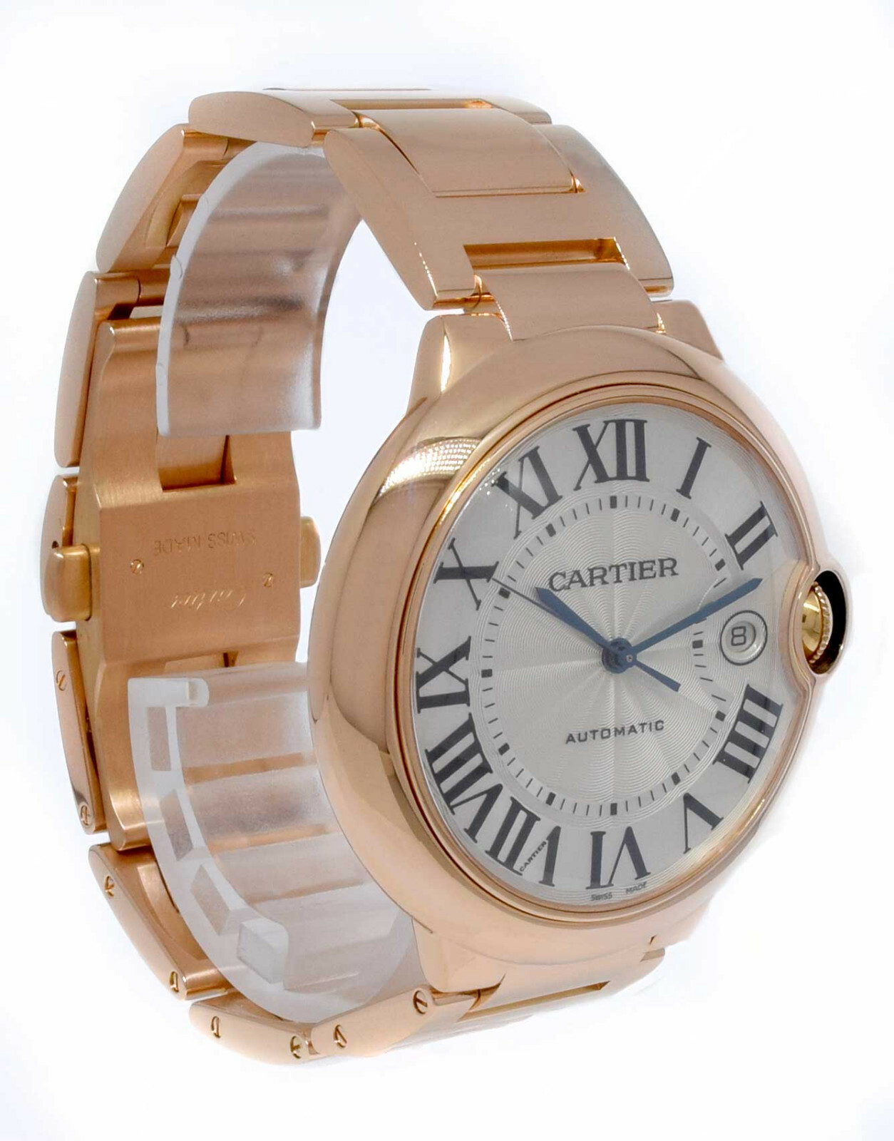 Cartier Ballon Bleu 42mm 18k Rose Gold Mens Auto Watch Box/Papers WGBB0016 2999