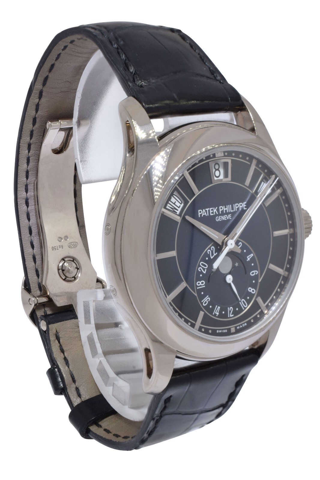 NOS Patek Philippe Annual Calendar 18k White Gold Blue Dial Watch B/P '25 5205G