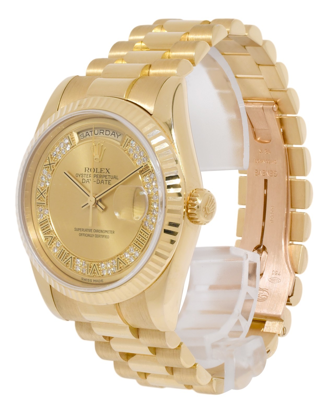 Rolex Day-Date President 18k Yellow Gold Myriad Diamond Dial 36mm Watch P 118238