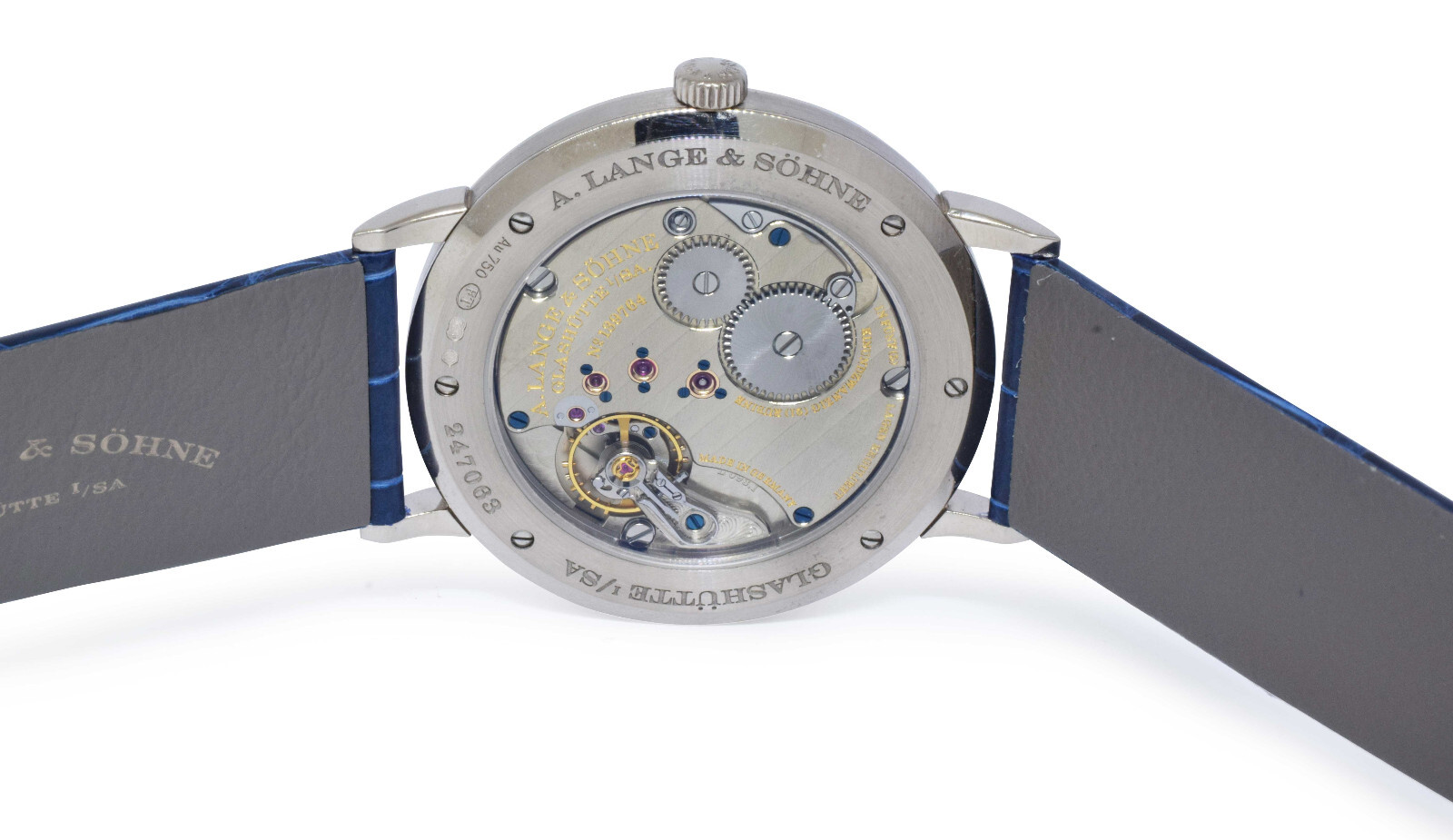A. Lange & Sohne Saxonia Thin 18k White Gold Copper Blue Manual Watch 205.086