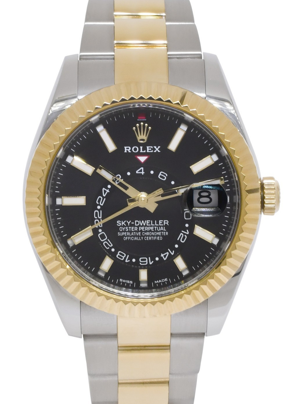 Rolex Sky-Dweller 18k Yellow Gold/Steel Black 42mm Oyster Watch +Card '19 326933
