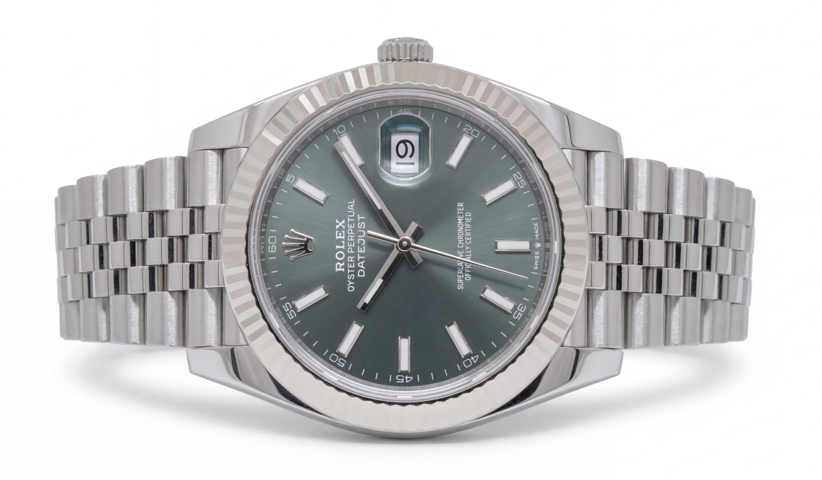 NEW Rolex Datejust 41 Steel & 18k WG Bezel Mint Green Dial Watch B/P '26 126334