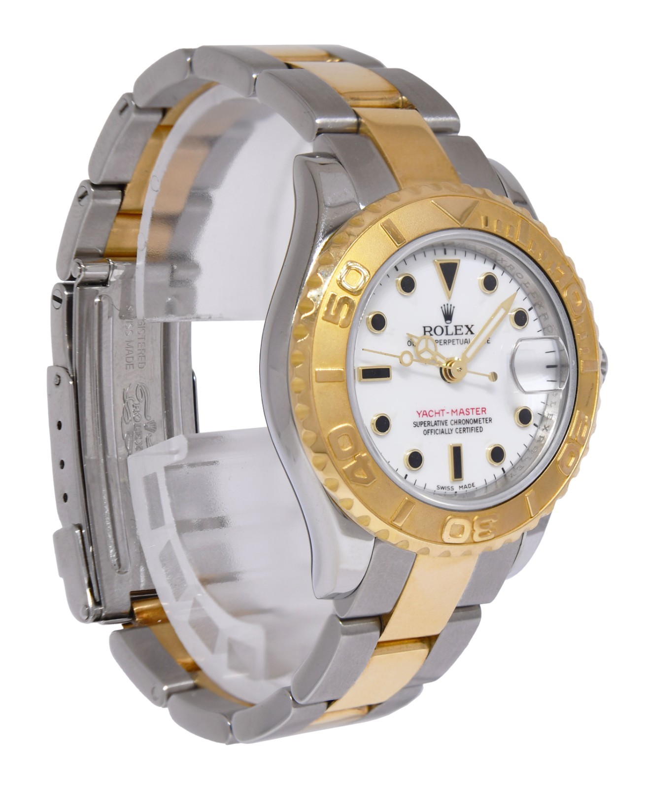 Rolex Yacht-Master 18k Yellow Gold/Steel White Dial Ladies 29mm Watch M 169623