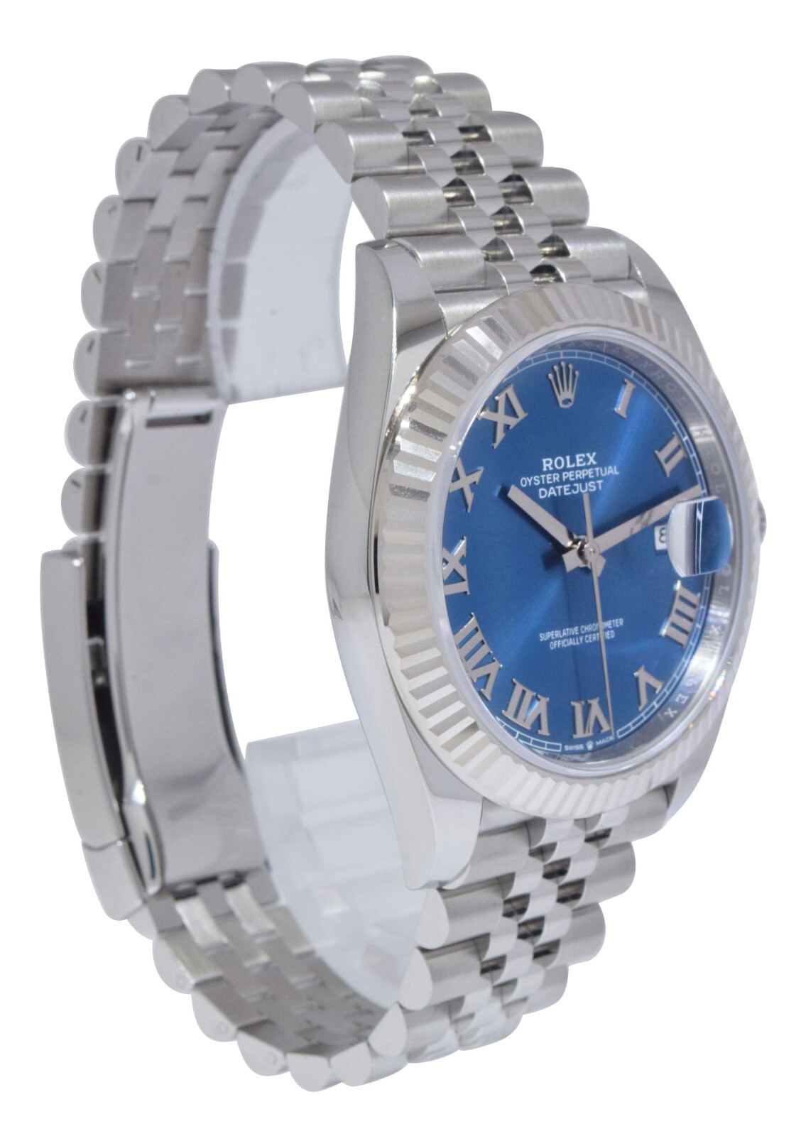 Rolex Datejust 41 Steel & 18k Gold Bezel Blue Roman Dial Watch +Card '22 126334