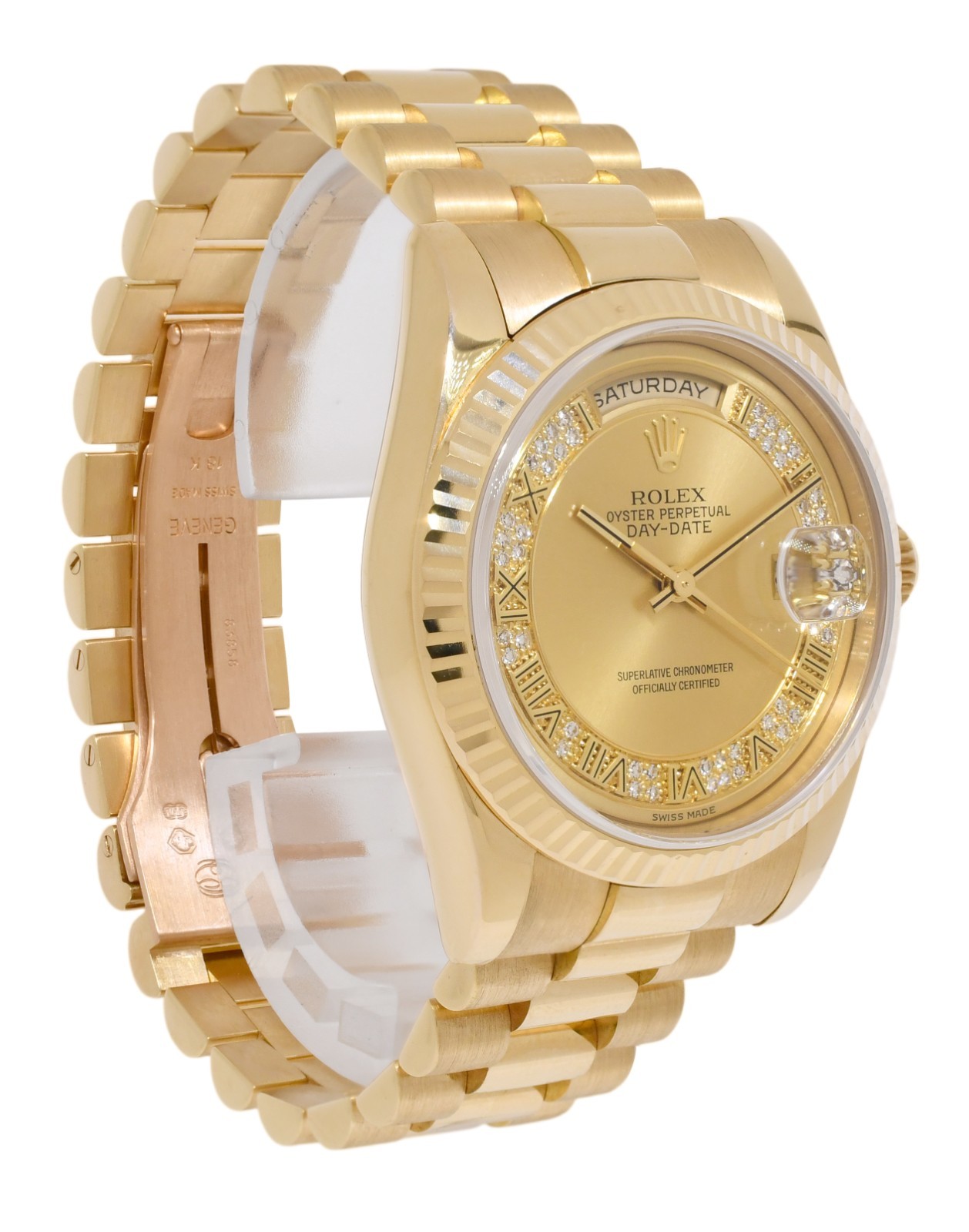 Rolex Day-Date President 18k Yellow Gold Myriad Diamond Dial 36mm Watch P 118238