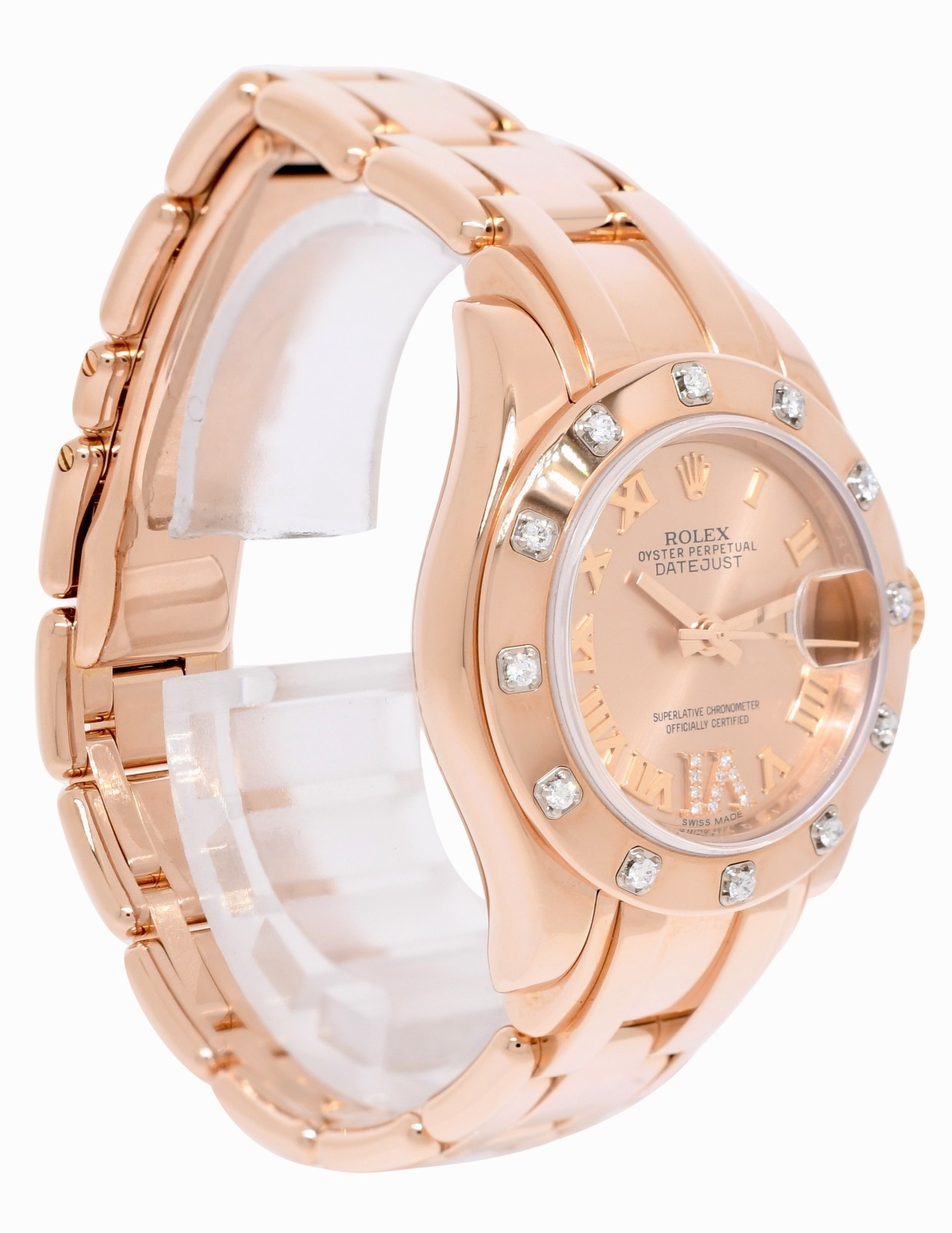 Rolex Pearlmaster 18k Rose Gold Pink Diamond Ladies 29mm Watch +Papers '17 80315