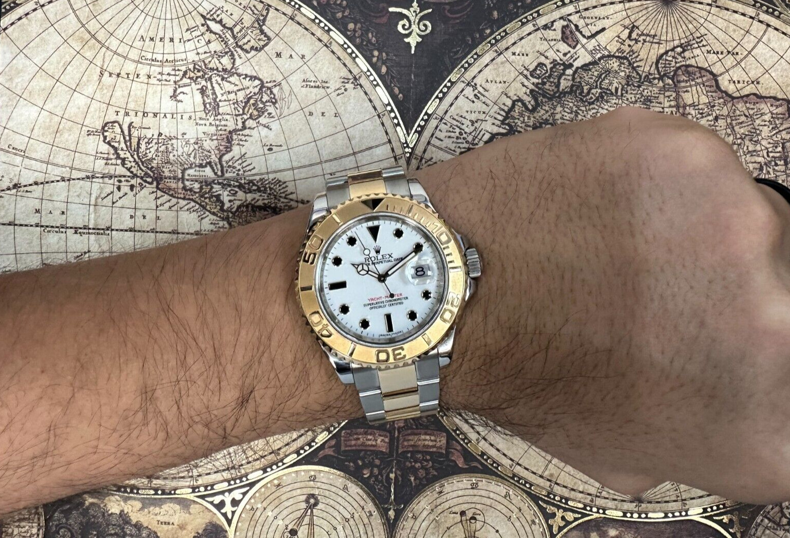 Rolex Yacht-Master 18k Yellow Gold/Steel White Dial 40mm Watch +Papers M 16623