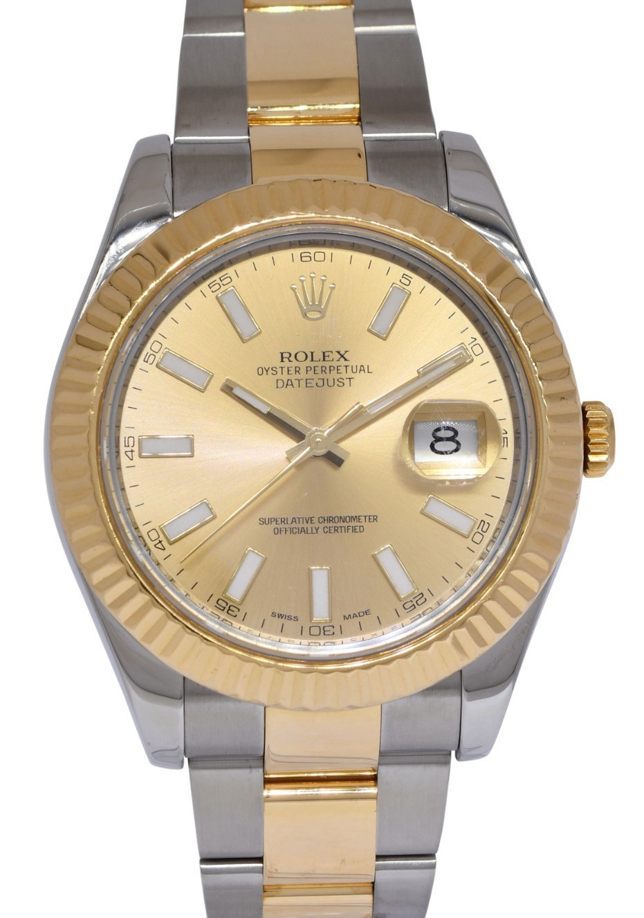 Rolex Datejust II 18k Yellow Gold/Steel Champagne Dial Mens 41mm Watch 116333