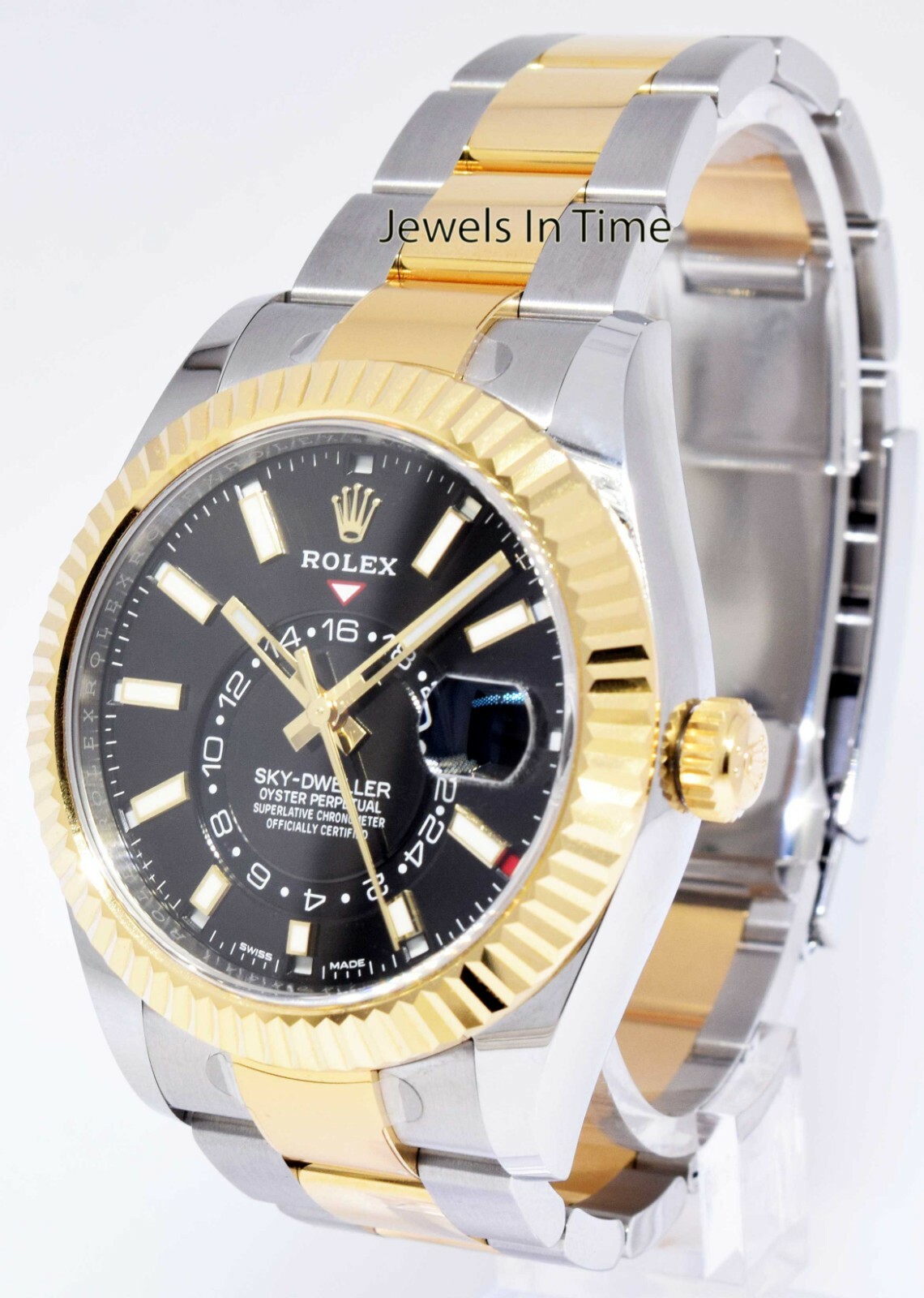 NOS Rolex Sky-Dweller Black Dial 18k Gold & Steel 42mm Watch B/P '21 326933