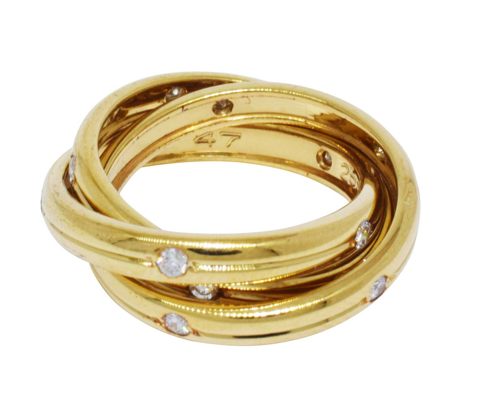 Cartier Constellation Trinity 18k Yellow Gold Diamond Ring Size 47 Box/Papers Cartier Constellation Trinity 18k Yellow Gold Diamond Ring Size 47 Box/Papers