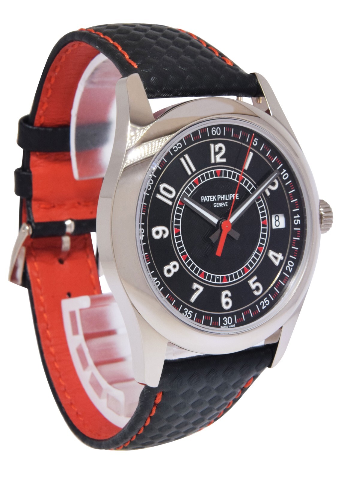 Patek Philippe Calatrava 6007 18k White Gold Red Accents 40mm Watch BP 6007G-010