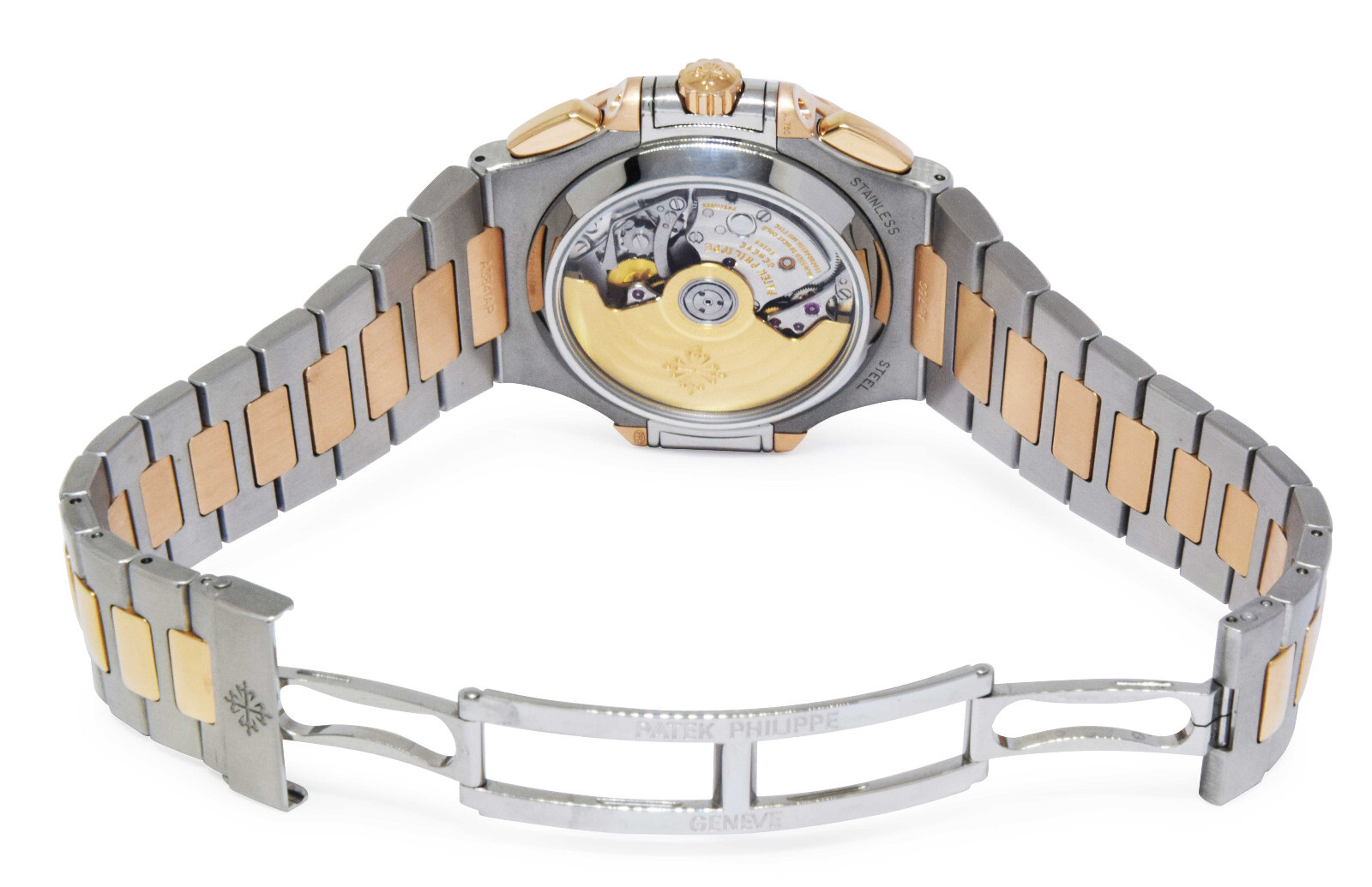 Patek Philippe 5980 Nautilus Chronograph Steel 18k RG Blue Dial Watch B/P 5980AR