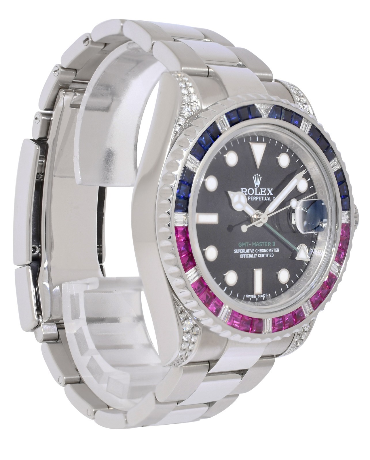 Rolex GMT-Master II Steel & Custom Diamond/Ruby/Sapphire 40mm Watch 116710