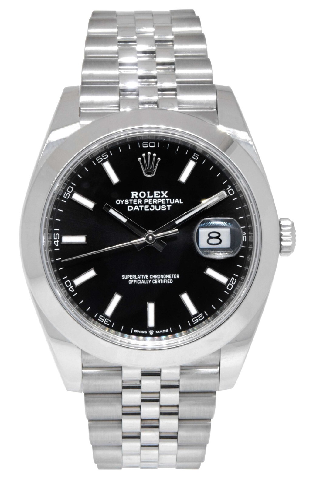 NOS Rolex Datejust 41 Steel Black Dial Jubilee Bracelet Watch B/P '21 126300