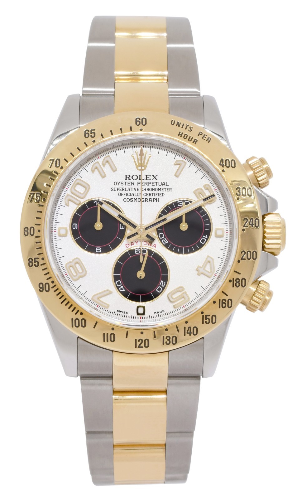 Rolex Daytona Chronograph 18k YG/SS Silver Dial Mens Watch Scrambled 116523