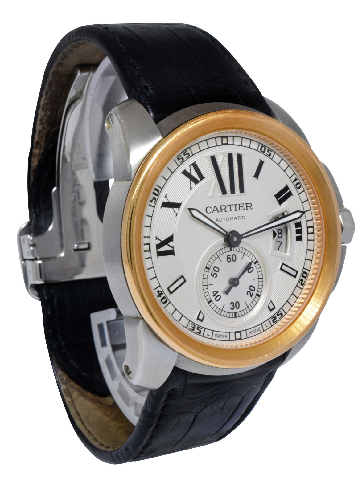 Cartier Calibre Steel & 18k Rose Gold Silver Dial 42mm Watch W7100039 3299