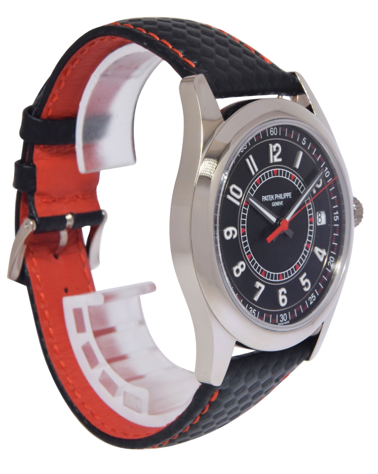 Patek Philippe Calatrava 6007 18k White Gold Red Accents 40mm Watch BP 6007G-010