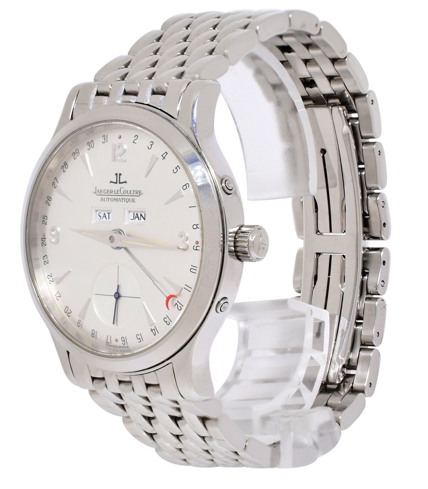 Jaeger LeCoultre Master Tripple Calendar Steel Mens 37mm Watch 140.8.87