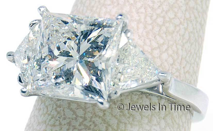 Platinum Ring 5.04 Carat Square Brilliant Diamond GIA Certificate Size 8 Platinum Ring 5.04 Carat Square Brilliant Diamond GIA Certificate Size 8
