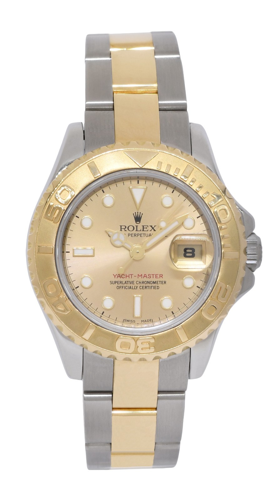 Rolex Yacht-Master 18k Yellow Gold/Steel Champagne 29mm Watch +Card D 169623