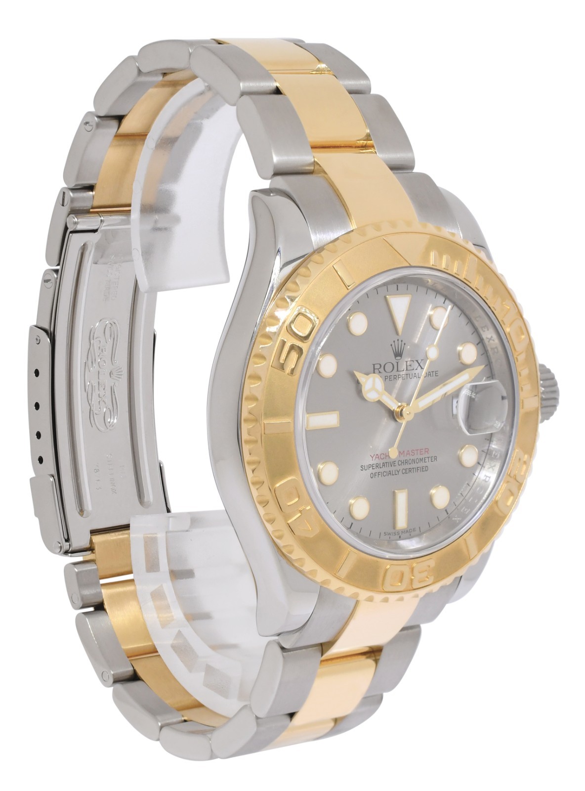 Rolex Yacht-Master 18k Yellow Gold/Steel Gray Dial 40mm Watch M +Card 16623