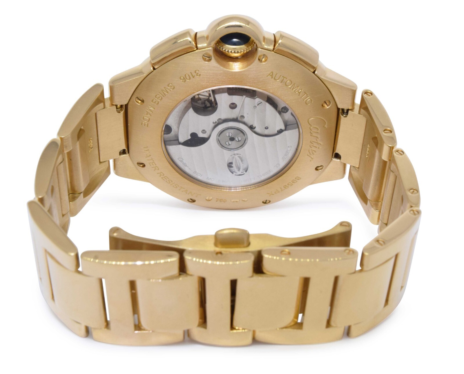 Cartier Ballon Bleu XL 44mm Chronograph 18k Yellow Gold Mens Watch W6920008 3106