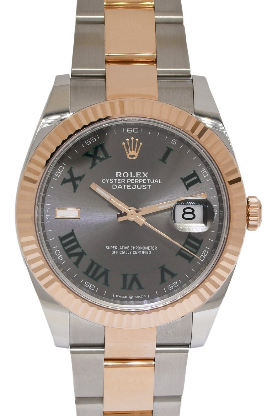Rolex Datejust 41 18k RG/Steel Wimbledon Gray Dial Oyster Watch B/P '23 126331